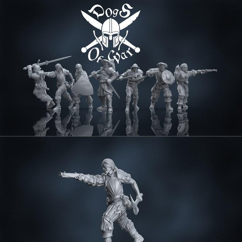 战争之犬工作室 - 自由公司核心套装 - 3D打印模型|Dogs of War Studio – Free Companies Core-Set – 3D Print Model STL