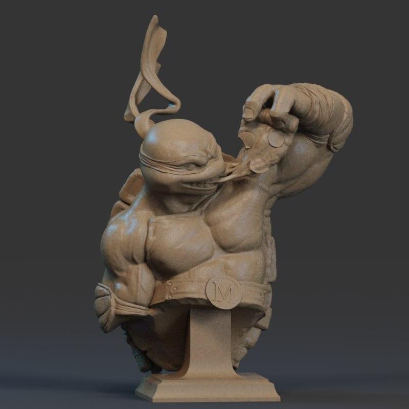 TMNT迈克尔angelo 3D打印模型|TMNT – Michelangelo Bust – 3D Print Model