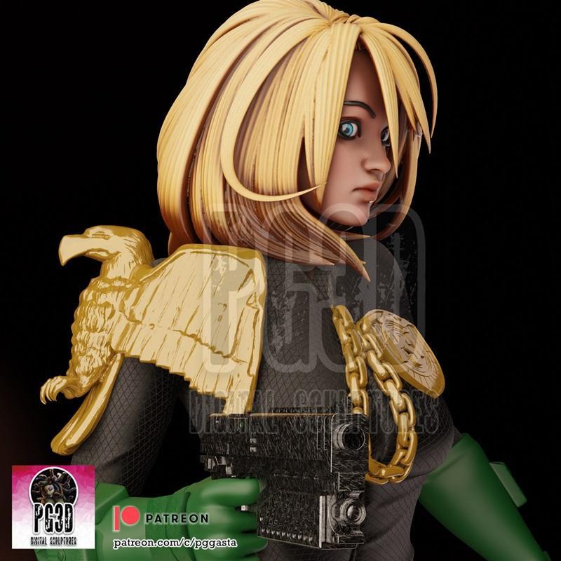 PgGasta 3D打印模型：游戏角色立体雕刻模型|PgGasta – Judge Anderson – 3D Print Model STL