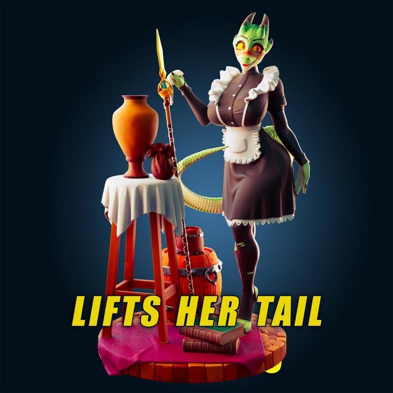 Rhu角色3D打印模型|Officer Rhu – Lifts Her Tail – 3D Print Model STL