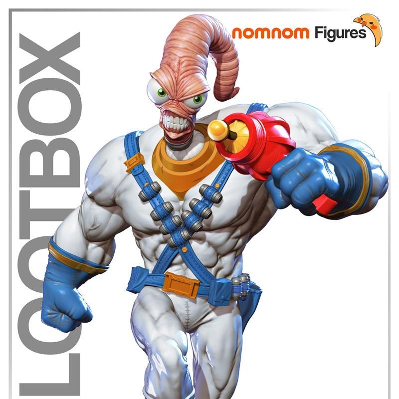 地球迷宫蠕虫3D打印模型|Nomnom Figures – Jim – Earthworm Jim – 3D Print Model STL