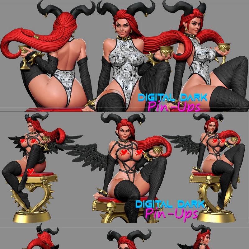 数字暗黑玩偶——吸血鬼少女 3D打印模型|Digital Dark Pin-Ups – Succubus – 3D Print Model