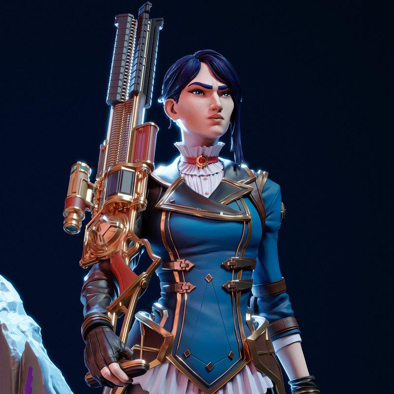 LOL凯特琳3D打印模型|CA 3D Studios – League of Legends – Caitlyn – 3D Print Model