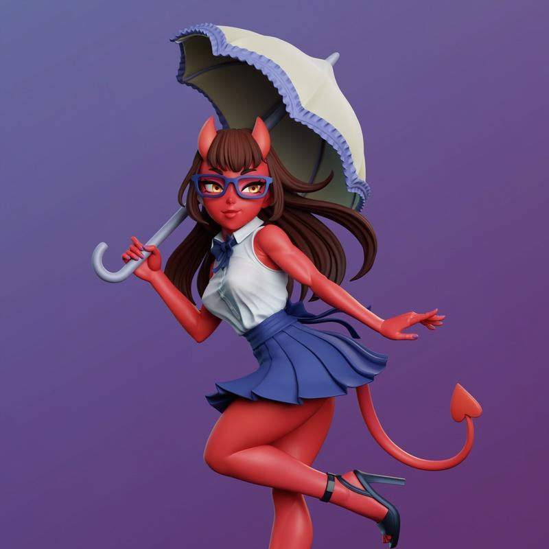 Dinamuuu3D出品：《梅鲁的恶魔女郎》3D打印模型|Dinamuuu3D – Meru the Succubus – Merudiana (Meru) – 3D Print Model STL