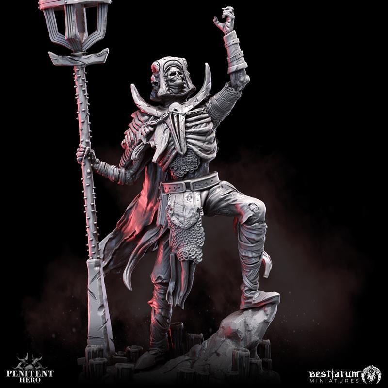 Bestiarum迷你模型：亡灵法师笔触3D打印雕塑|Bestiarum Miniatures – Penitent Hero – Necromage – 3D Print Model STL