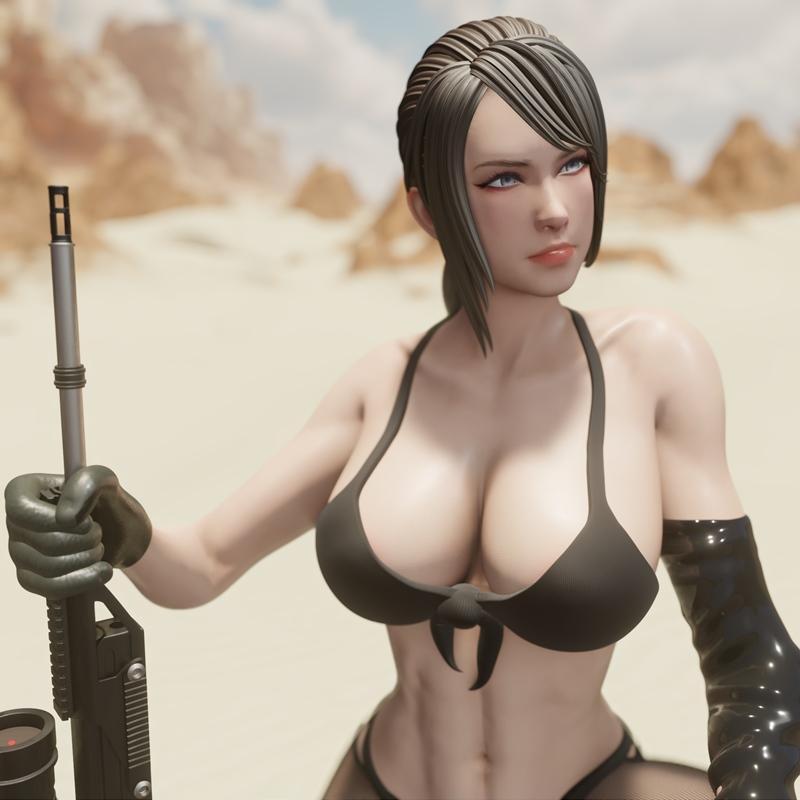QB作品 - 金属齿轮固体 - 静音 - 3D打印模型|QB Works – Metal Gear Solid – Quiet – 3D Print Model STL
