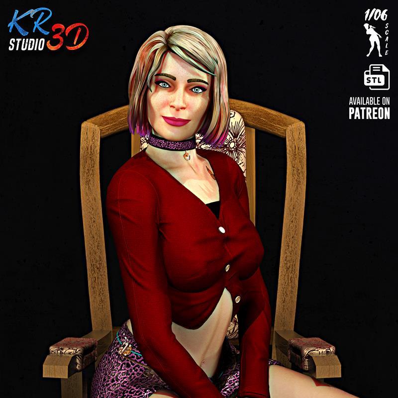 KR3D工作室-寂静岭2重制版-玛丽亚3D打印模型|KR3D Studio – Maria – Silent Hill 2 Remake Statue – 3D Print Model STL