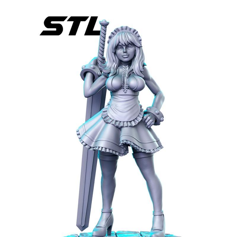 剑之少女 3D打印模型|Sword Maiden – 3D Print Model STL