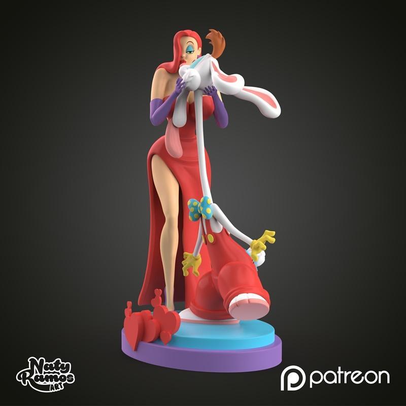 Naty Ramos艺术作品：杰西卡与罗杰兔3D打印模型|Naty Ramos Art – Jessica and Roger Rabbit – 3D Print Model STL