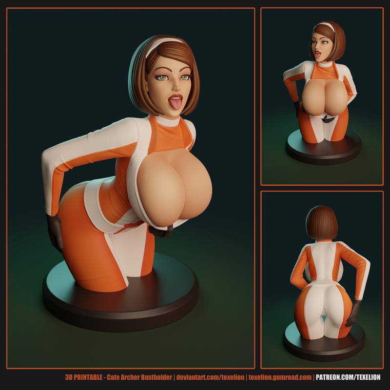 Texelion 3D打印模型：cate bustholder角色造型|Texelion – Cate Bustholder – 3D Print Model