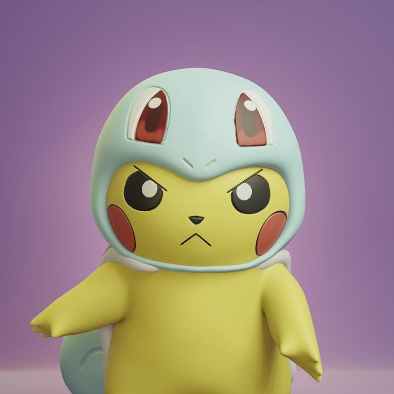 Pikachu Cosplay Squirlte – 3D Print Model STL
