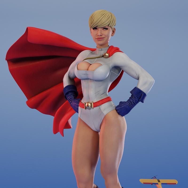 KuGo工作室 Powergirl 3D打印模型|KuGo Figures – Powergirl – 3D Print Model STL