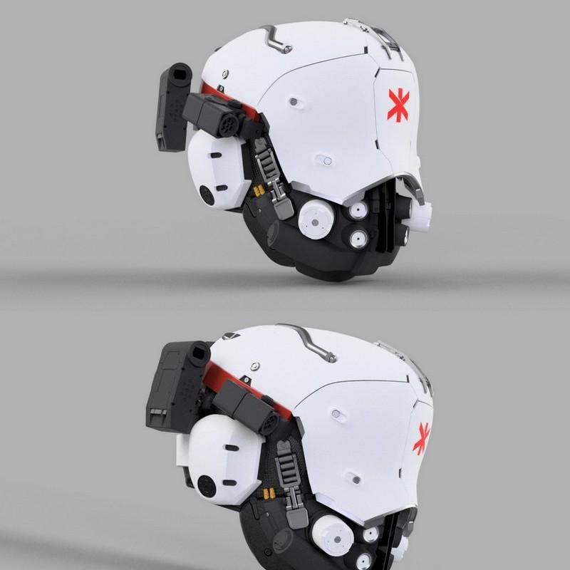 赛博朋克2077创伤医疗兵头盔3D打印模型|Cyberpunk 2077 – Trauma Team Soldier Helmet – 3D Print Model