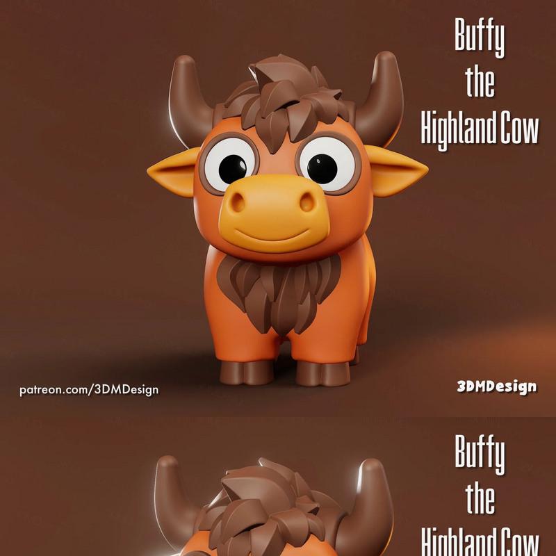 高地牛Buffy——3D打印模型|Buffy the HighlandCow – 3D Print Model