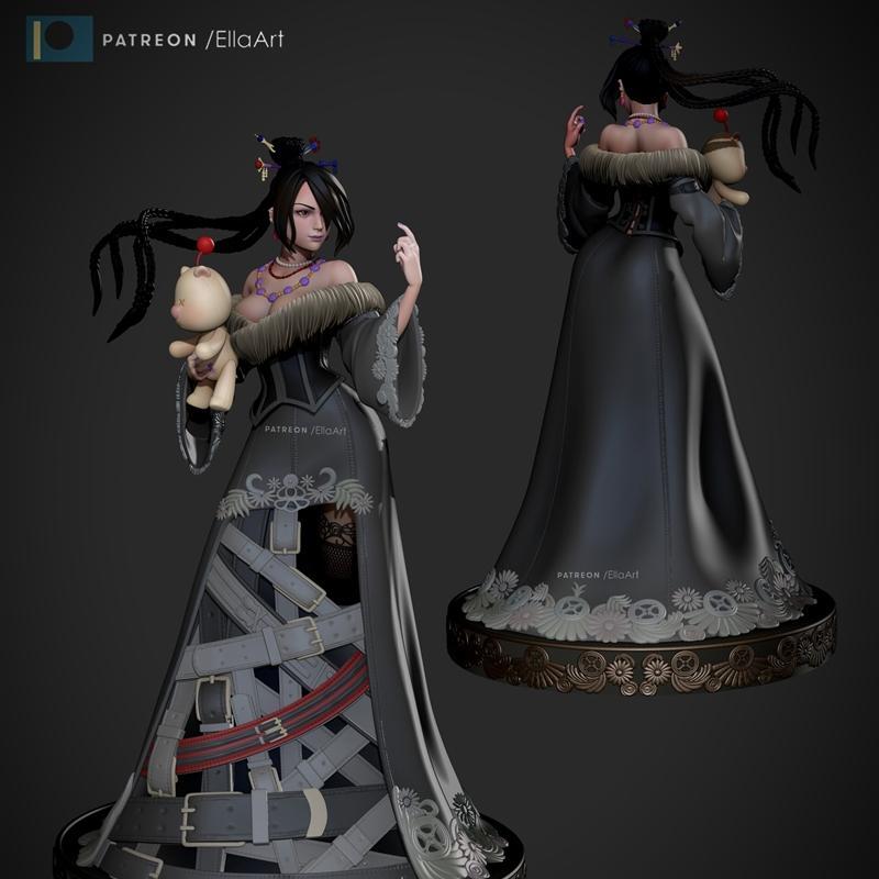EllaArt -  Final Fantasy X - Lulu 3D打印模型|EllaArt – Lulu from Final Fantasy X V2 – 3D Print Model STL