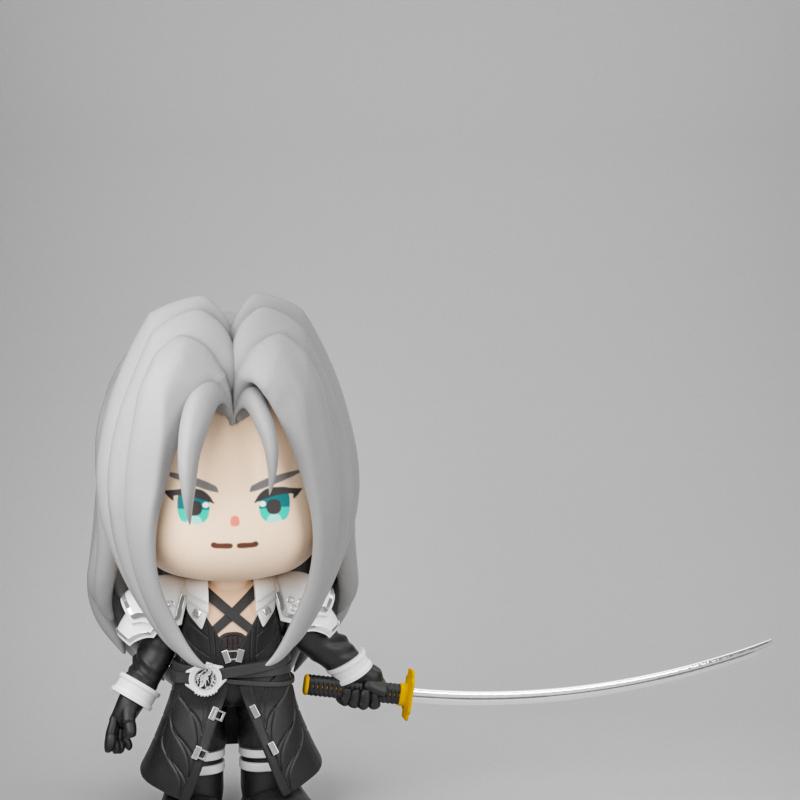 Chibit 092 - 剑圣赛菲罗斯 - 3D打印模型|Chibit 092 – Sephiroth – 3D Print Model