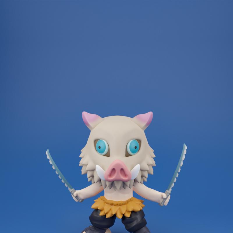 Chibit 080 《鬼灭之刃》-inosuke 3D打印模型|Chibit 080 – Inosuke – 3D Print Model