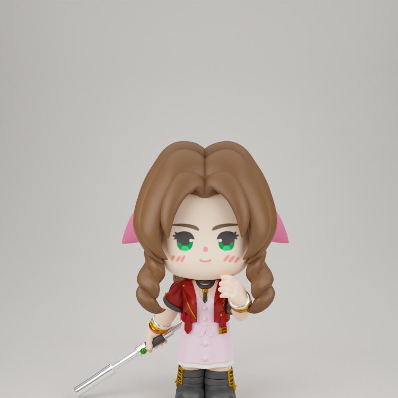 Chibit 059 - 奥蕾莉亚·盖恩斯布雷 - 3D打印模型|Chibit 059 – Aerith Gainsborough – 3D Print Model