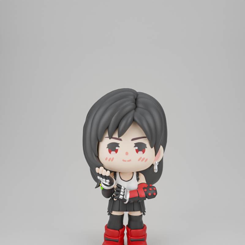Chibit 057 - 3D打印模型：《最终幻想7》蒂法·洛克哈特|Chibit 057 – Tifa Lockhart – 3D Print Model