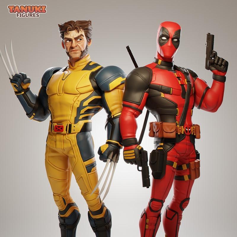 死侍与 Wolverine 3D打印模型|Tanuki Figures – Deadpool and Wolverine – Toon – 3D Print Model STL