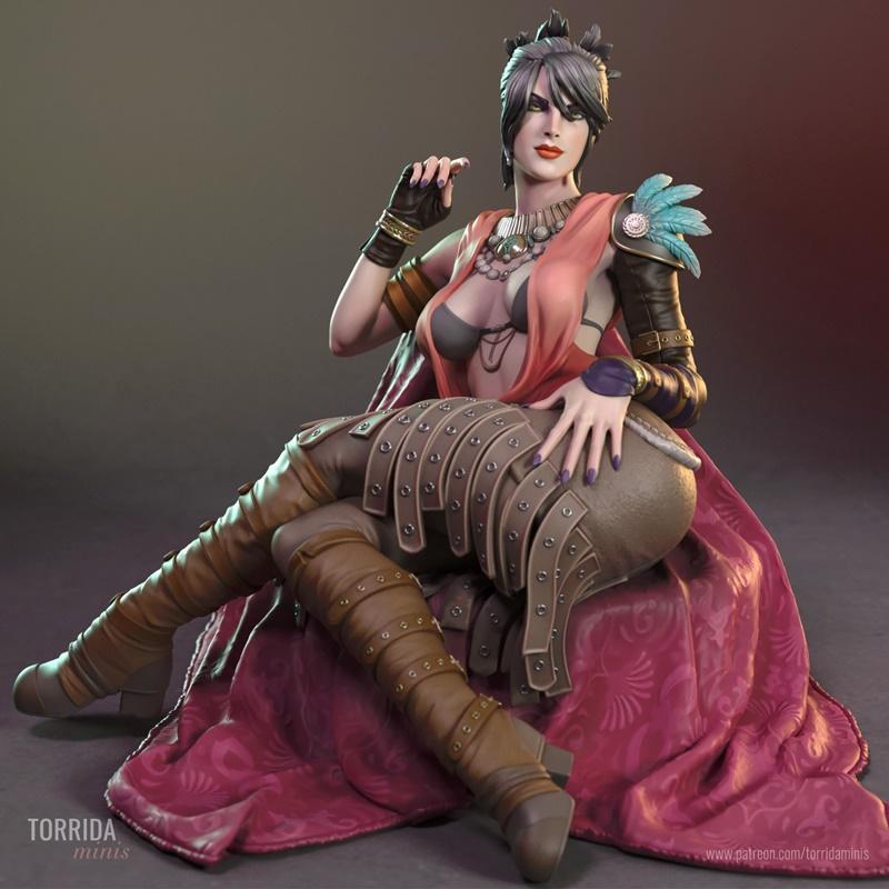 龙之崛起迷你模型——莫里根3D打印雕塑|Torrida Minis – Dragon Age – Morrigan – 3D Print Model STL
