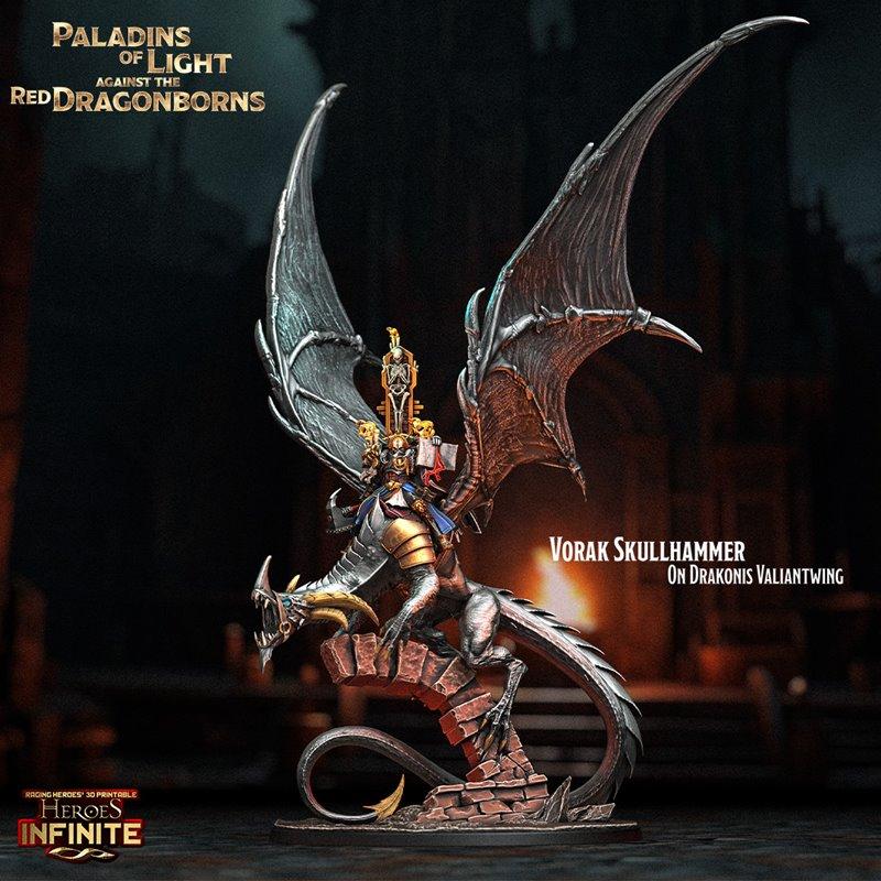 光之圣徒对抗红龙之裔——3D打印模型|Heroes Infinite – Paladins of Light Against the Red Dragonborns – 3D Print Model STL