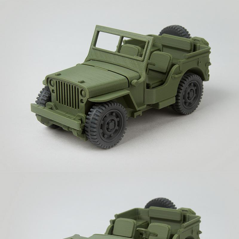 可折叠威尔利斯MB吉普车 3D打印模型|Foldable Willys MB Jeep – 3D Print Model