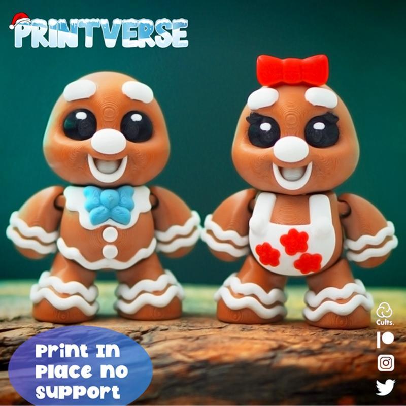 柔性打印即插即用姜饼人——3D打印模型|Flexy Print In Place Gingerbread – 3D Print Model STL