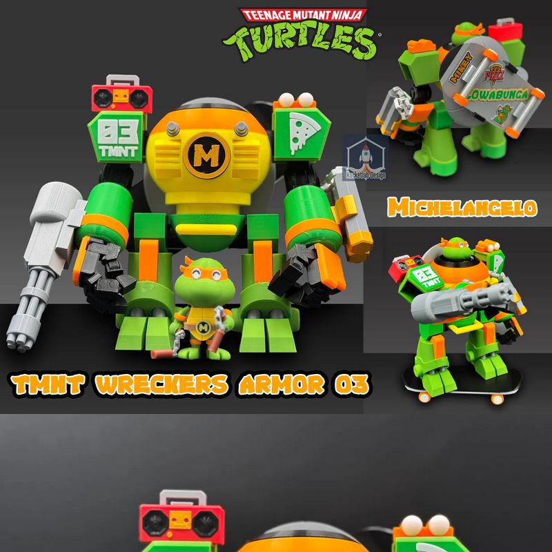 TMNT 魔王装甲 03 - 米切尔angelo - 3D打印模型|TMNT Wreckers Armor 03 – Michelangelo – 3D Print Model