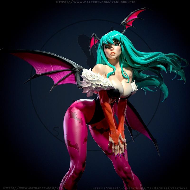 Yan-H工作室暗黑猎手系列莫里根3D打印模型|Yan-H – Darkstalkers – Morrigan – 3D Print Model STL