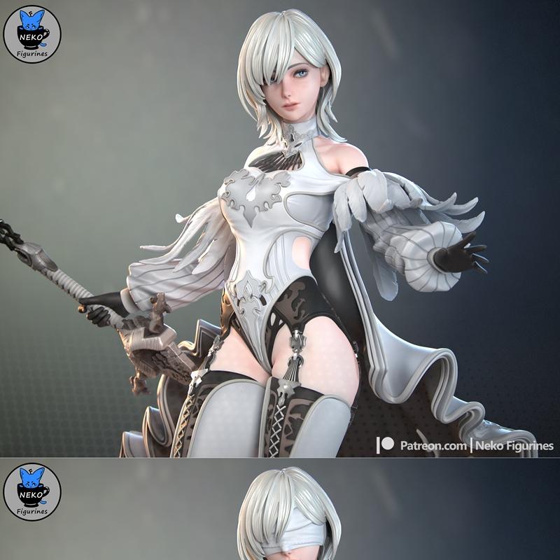 尼尔YO-RHA第10号Type H 3D打印模型|Neko Figurines – Nier – YoRHa No.10 Type H – 3D Print Model STL