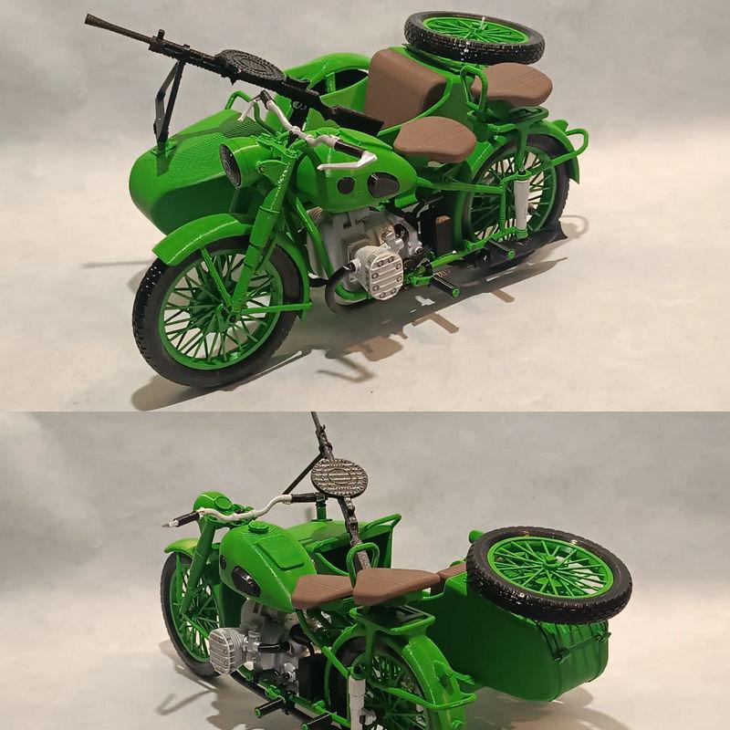 Dnepr M72侧车 3D打印模型|Motorcycle DNEPR M72 with Sidecar – 3D Print Model