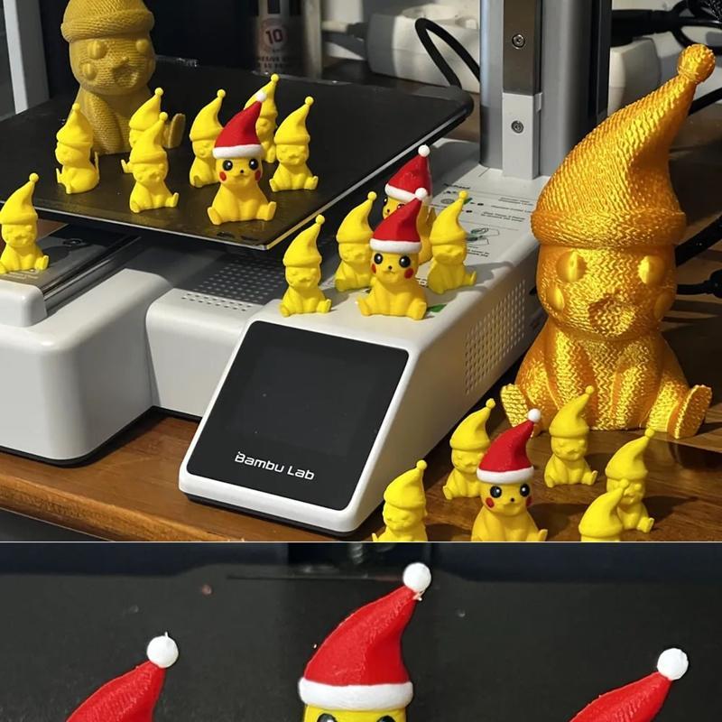 3D打印圣诞毛绒皮卡丘模型|Crochet – Knitted Santa Pikachu – Christmas – 3D Print Model STL