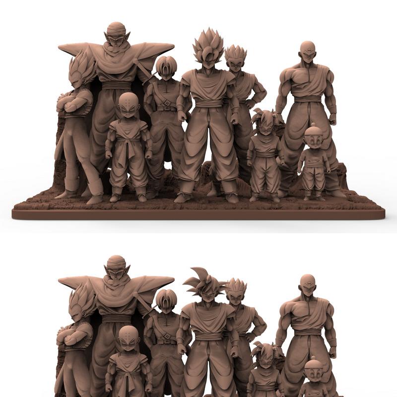 3D打印龙珠角色模型套装：悟空、悟饭、贝吉塔、克林、小林、天津饭、特兰克斯、雅木茶、乔达罗|Welcome Opening Pack – Chiaotzu, Gohan, Goku, Krillin, Piccolo, Tien, Trunks, Vegeta, Yamcha – 3D Print Model