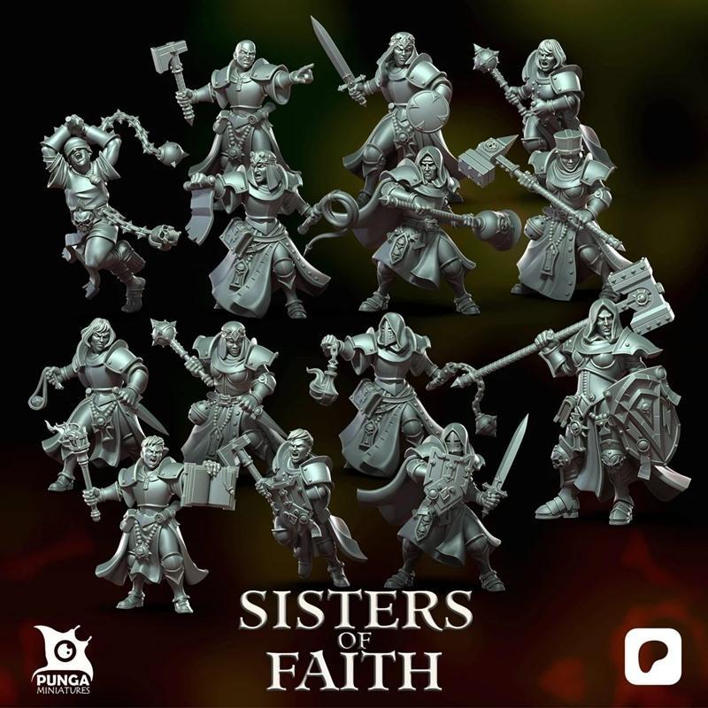 Punga迷你模型——信仰姐妹组 3D打印雕塑|Punga Miniatures – Sisters of Faith – 3D Print Model STL