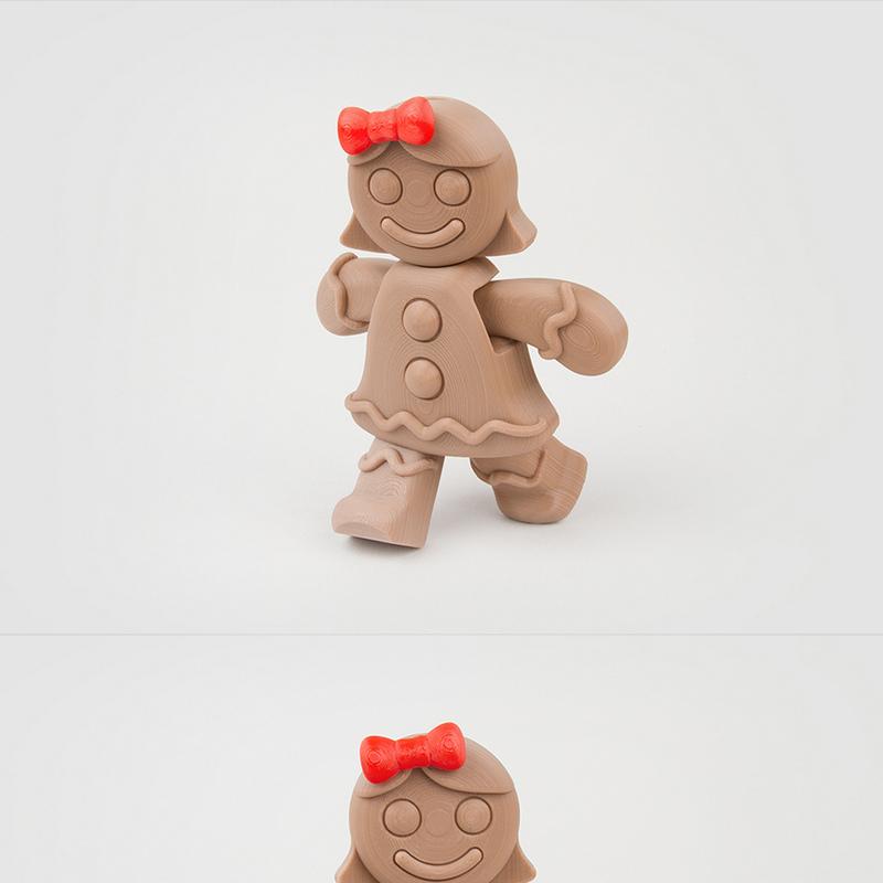 Fab365 - 3D打印可动人形糖果女孩模型|Fab365 – Movable Gingerbread Girl – 3D Print Model