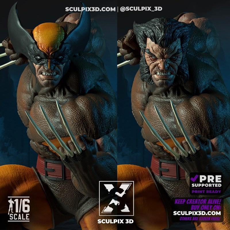 Sculpix - 灰影狼 - 3D打印模型|Sculpix – Wolverine – 3D Print Model STL