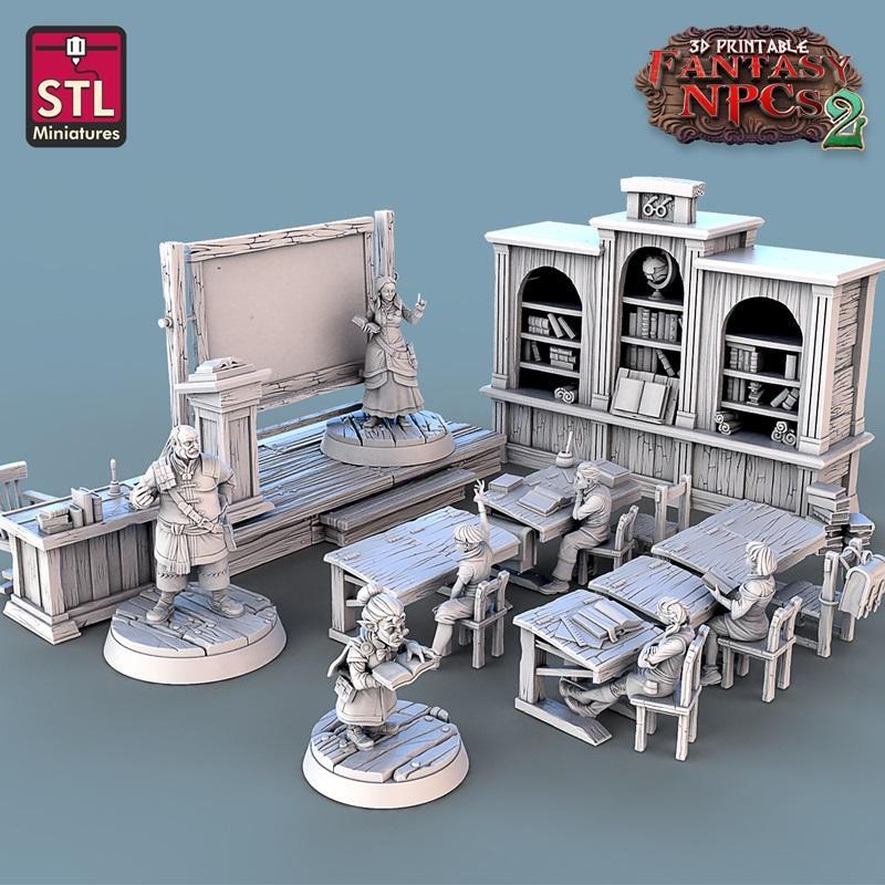 幻想NPC2课堂套装 3D打印模型|STL Miniatures – Fantasy NPCs 2 – Classroom Set – 3D Print Model STL