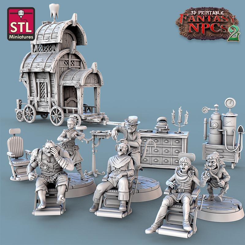 幻想角色设定2 - 牙医模型 3D打印雕塑|STL Miniatures – Fantasy NPCs 2 – Dentist Set – 3D Print Model STL