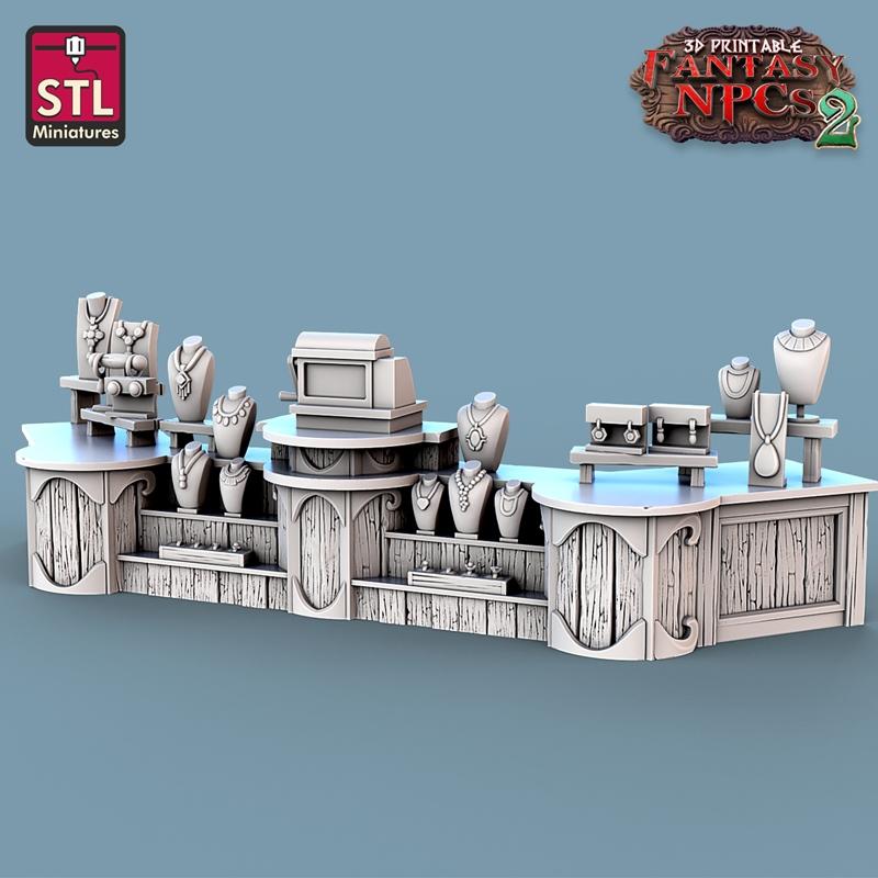 幻想NPC2：珠宝师3D打印模型|STL Miniatures – Fantasy NPCs 2 – Jewelers Set – 3D Print Model STL