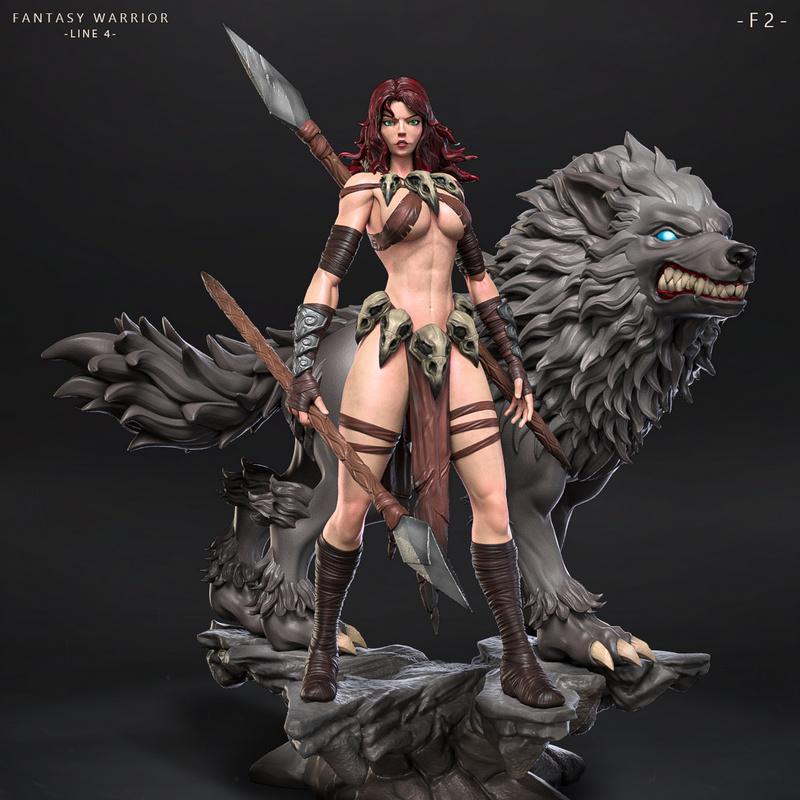 幻想战士系列 - 第4作 - F.2 - 3D打印模型|Fantasy Warrior – Line 4 – F.2 – 3D Print Model