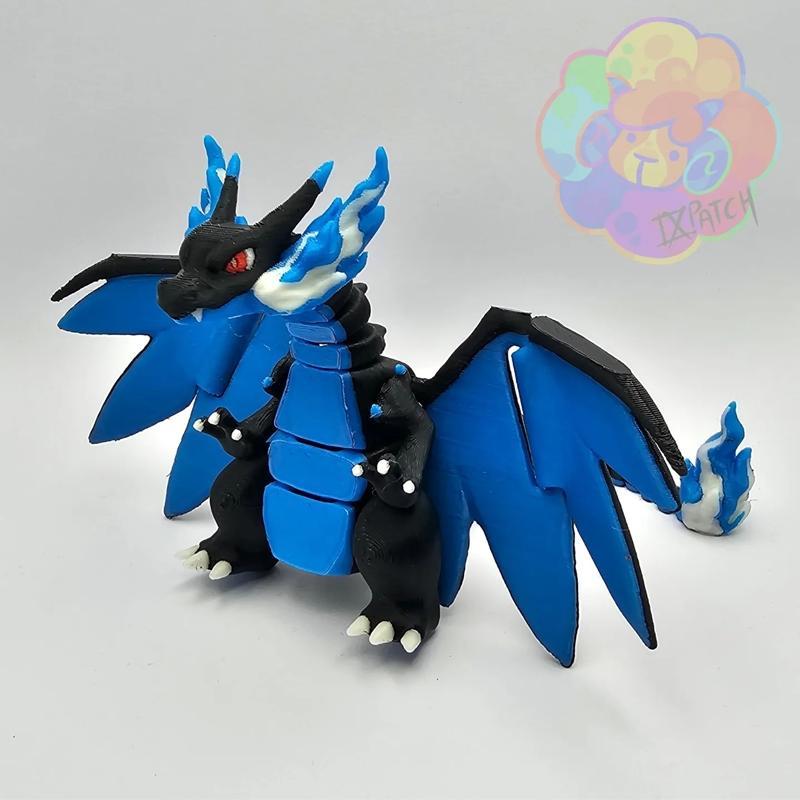 megaCharizardX可打印3D模型|Mega Charizard X – Flexi – 3D Print Model STL