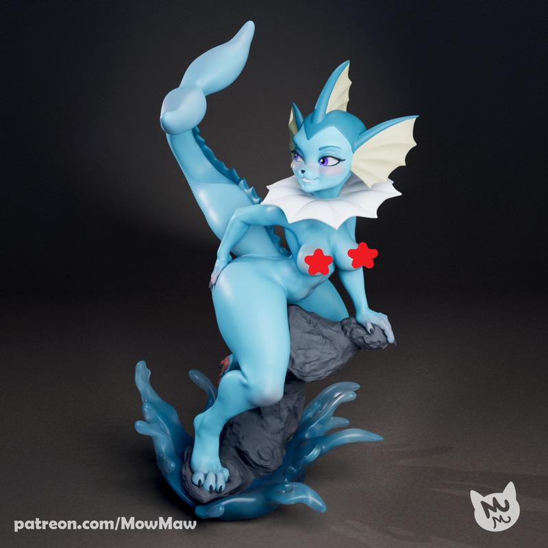 Mow Maw 3D打印模型：Vaporeon|Mow Maw Sculpts – Vaporeon – 3D Print Model