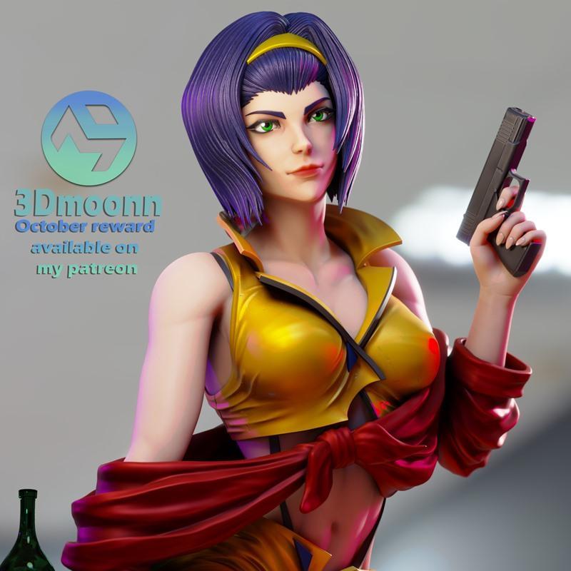 3D打印模型：Faye Valentine角色造型|3Dmoonn – Faye Valentine – 3D Print Model STL