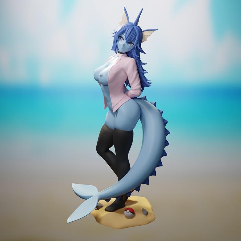 Funservice - 帕欧伦 - 3D打印模型|Funservice – Vaporeon – 3D Print Model STL
