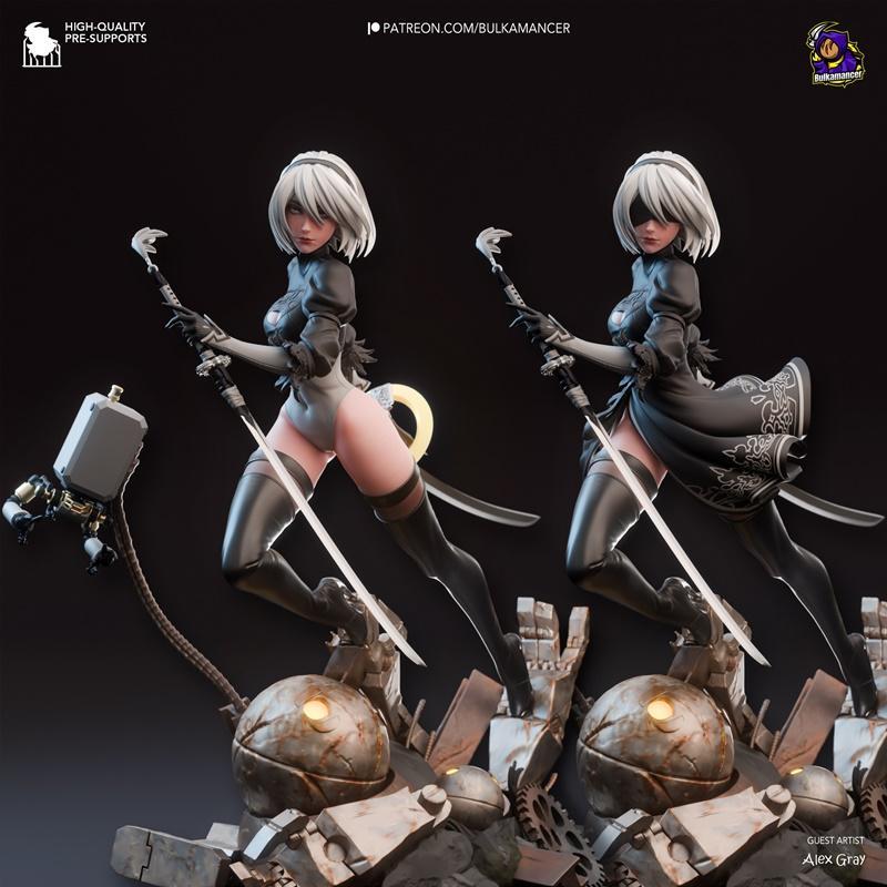 Bulkamancer 塑形 – 2B 机甲战士 – 3D打印模型|Bulkamancer Sculpts – 2B Nier Automata – 3D Print Model STL