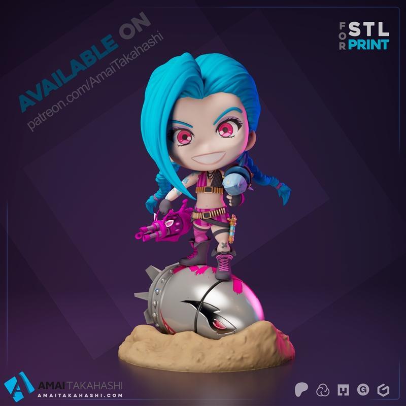 LOL小杰克3D打印模型|Jinx Chibi – League of Legends – 3D Print Model STL