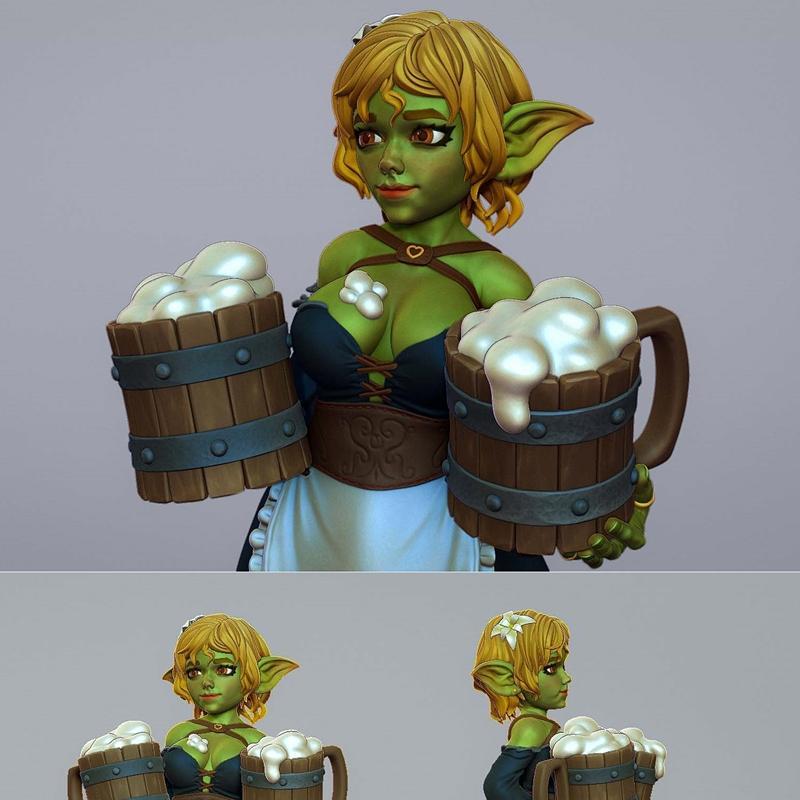 3D打印模型：奇幻小妖精—— tavern小精灵|Tavern goblin girl – 3D Print Model STL