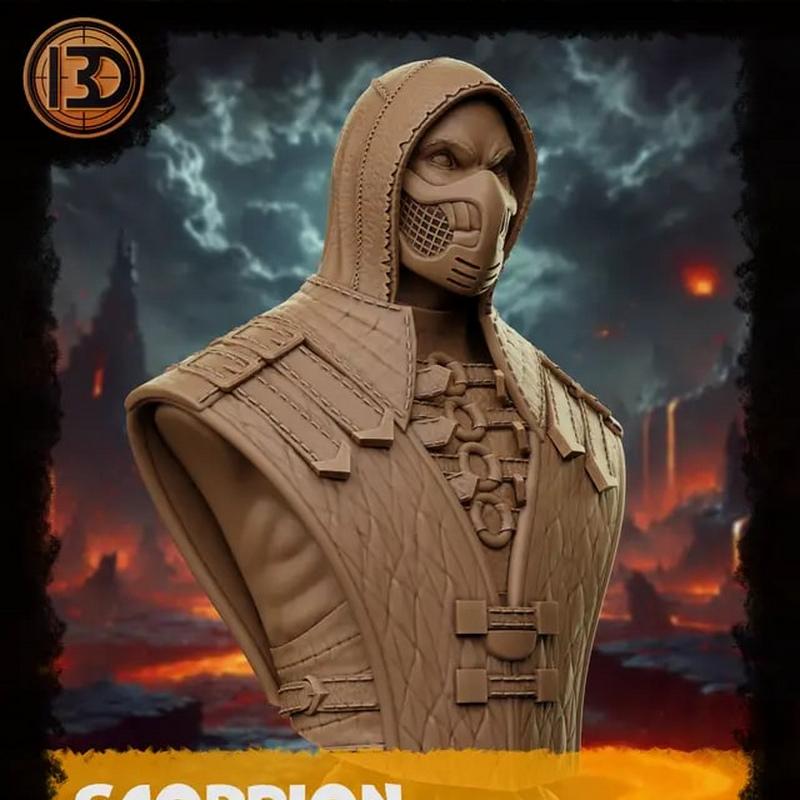 Scorpion模型3D打印版|Scorpion Bust – Mortal Kombat – 3D Print Model