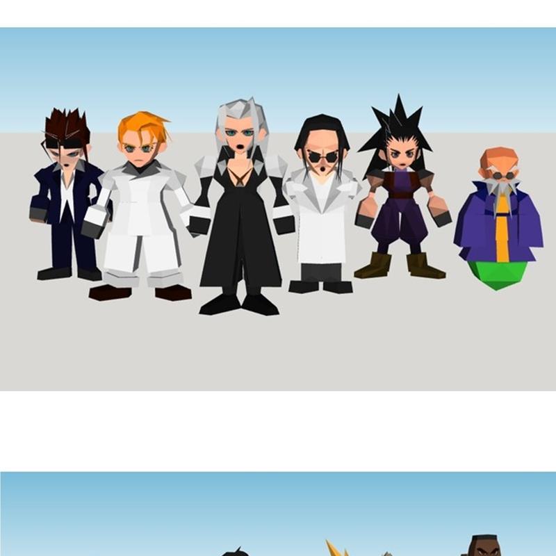 最终幻想7 - 全角色 - 低多边形3D打印模型|Final Fantasy VII – All charachters – Low poly by Cestymour – 3D Print Model STL